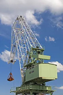 Deserted Harbor Scene Prints: Loading crane, green and white
