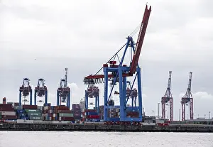 Northern Germany Transport Prints: Loading cranes and stacks of containers