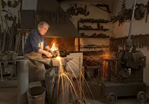 European Traditional Craftsmanship Prints: Locksmith Ernst Stauder forging