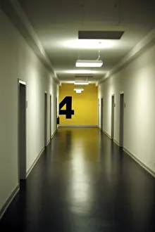 Deserted Walkway Prints: Long floor corridor
