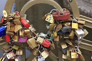 Czech Republic Tourist Spot Prints: Lover's lock on a railing