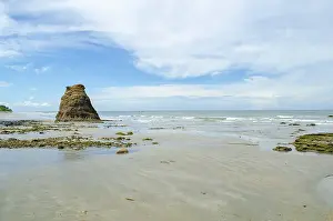 Southeast Asia Coastal Area Prints: Low tide coastal view with a sea stack