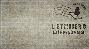 Prints of Luxembourg Differdange Vintage Mail Envelope, Postmark Related Prints: Luxembourg Differdange Vintage Mail Print, Postmarked