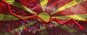 Prints of Macedonian financial crisis on economic graph. Financial fall of North Macedonia on economy market North Macedonia Prints: Macedonian Financial Crisis Economic Graph Print