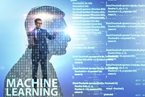Artificial Intelligence Image Prints: Machine learning concept as modern technology