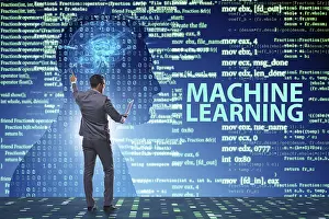 Modern Technology Symbol Prints: Machine learning concept as modern technology