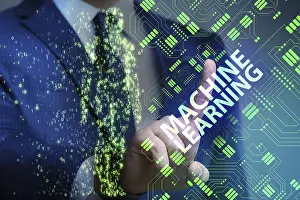 Artificial Intelligence Image Prints: Machine learning concept as modern technology