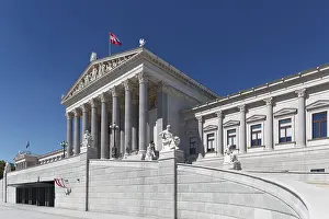 Parliament Prints: Austrian Parliament Main Portal Print, Vienna, Austria