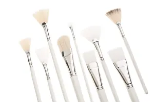 Professional Makeup Tools Prints: Make up brushes of different size and type object isolated view on white