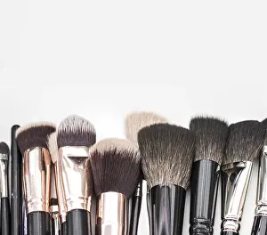 Beauty Product Display Prints: Make up brushes plain background