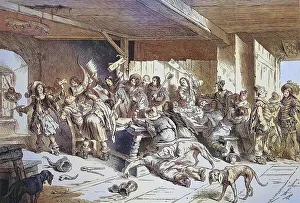 17th Century Drinking Party Print