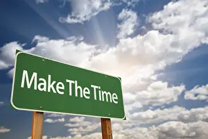 Dramatic Clouds Image Prints: Make the time green road sign with dramatic clouds