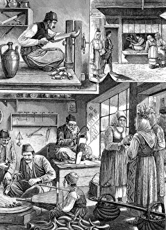 Handicraft Workshop Prints: Making combs, comb makers workshop