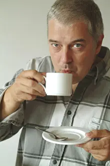 Hot Beverage Prints: Man drinking coffee