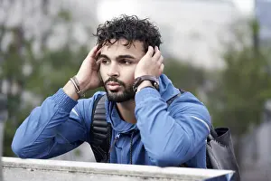 Pensive Man Prints: Man holding composure of mind, posure
