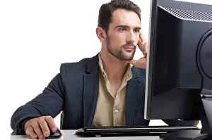Self Confident Male Prints: Man looking at a computer screen