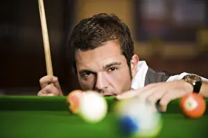 Leisure Activity Prints: Man playing billiard