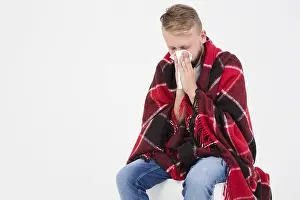 Cold And Flu Season Prints: Man suffering from cold