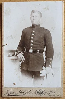 Black And White Military Image Prints: Man in uniform c. 1890, visiting format