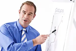 Communication Skills Training Prints: Manager explaining something by using a flipchart