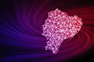 Polygonal Mesh Line Map Prints: Map of Ecuador, Polygonal mesh line map