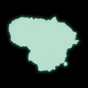 Prints of Map of Lithuania, old green computer terminal screen, on dark background Map Prints: Map of Lithuania Print on Dark Background