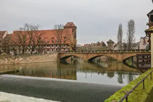 Images Dated 1st December 2024: Maxbrücke Print over Pegnitz River