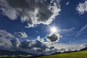 Upper Austria Landscape Prints: Meadow with dramatic cloudy sky