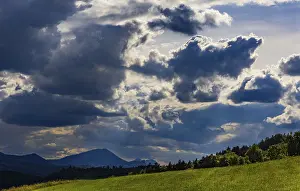 Upper Austria Travel Photography Prints: Meadow with dramatic cloudy sky