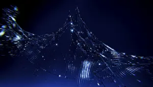 Digital Technology Illustration Prints: A mesmerizing 3D illustration depicting a wave of binary code