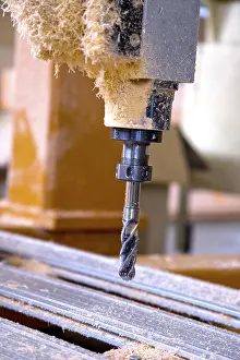 Plastic Waste Prints: Metal drill in plastic garbage