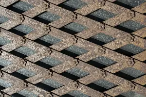 Uninhabited Industrial Area Prints: Metal surface as a background texture pattern