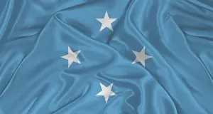 Fabric Texture Flag Prints: Micronesian flag with fabric texture