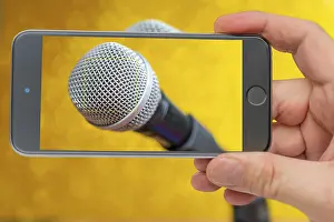 Professional Audio Gear Prints: Microphone on smartphone screen