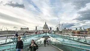 British Tourist Attraction Photography Prints: Millenium Bridge and St. Paul's Cathedral