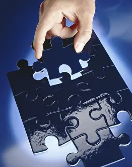 Blue Game Piece Prints: Missing jigsaw piece