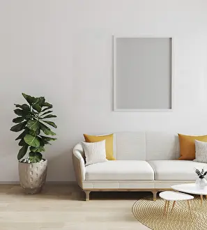 Digital Art Illustration Prints: Mock up Poster Print in Modern Interior