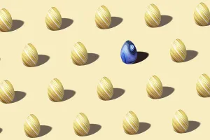 Minimalist Art Prints: Minimal Easter Print: Yellow and White Eggs