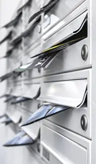 Modern Mailboxes Filled with Leaflets Print