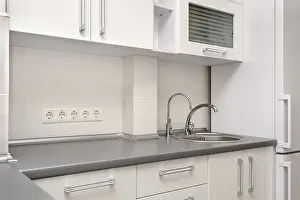 Modern Kitchen Design Prints: Modern white and black kitchen