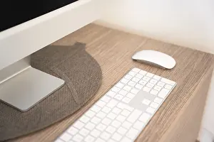 Desktop Computer Setup Prints: Modern workplace with desktop computer