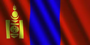 Flag Blowing In Wind Prints: The Mongolian flag flying in the wind