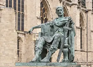 Prints of Monument, Emperor Constantine the Great, in front of the York Minster, York, England, United Kingdom York Prints: Emperor Constantine the Great Print in York, England