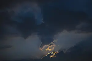 Central European Night Shot Prints: Moonlight in Cloudscape at Night in Lugano
