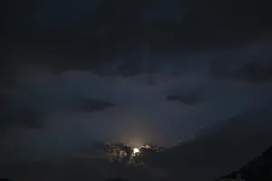 Lugano Night Sky Prints: Moonlight in Cloudscape at Night in Lugano
