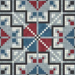 Modern Architecture Illustration Prints: Mosaic tiles background, seamless vector pattern
