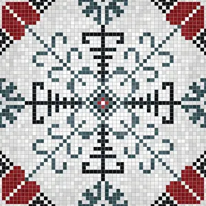 Baroque Art Style Prints: Mosaic tiles background, seamless vector pattern
