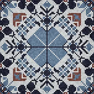 Modern Architectural Style Prints: Mosaic tiles background, seamless vector pattern