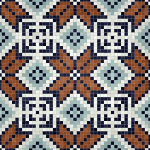 Marble Floor Pattern Prints: Mosaic tiles background, seamless vector pattern
