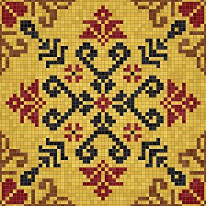 Modern Architectural Style Prints: Mosaic tiles background, seamless vector pattern